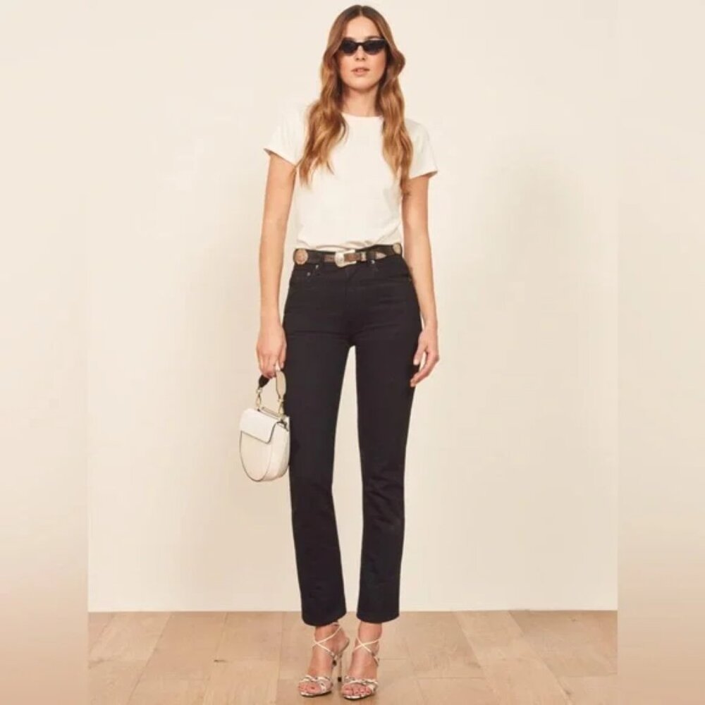 Reformation High-Rise Straight Jeans in Black
